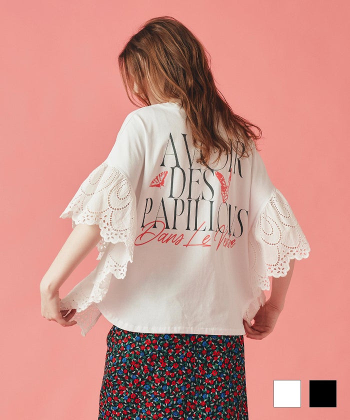 レース切替 バックプリント Ｔシャツ AT THE TRNK