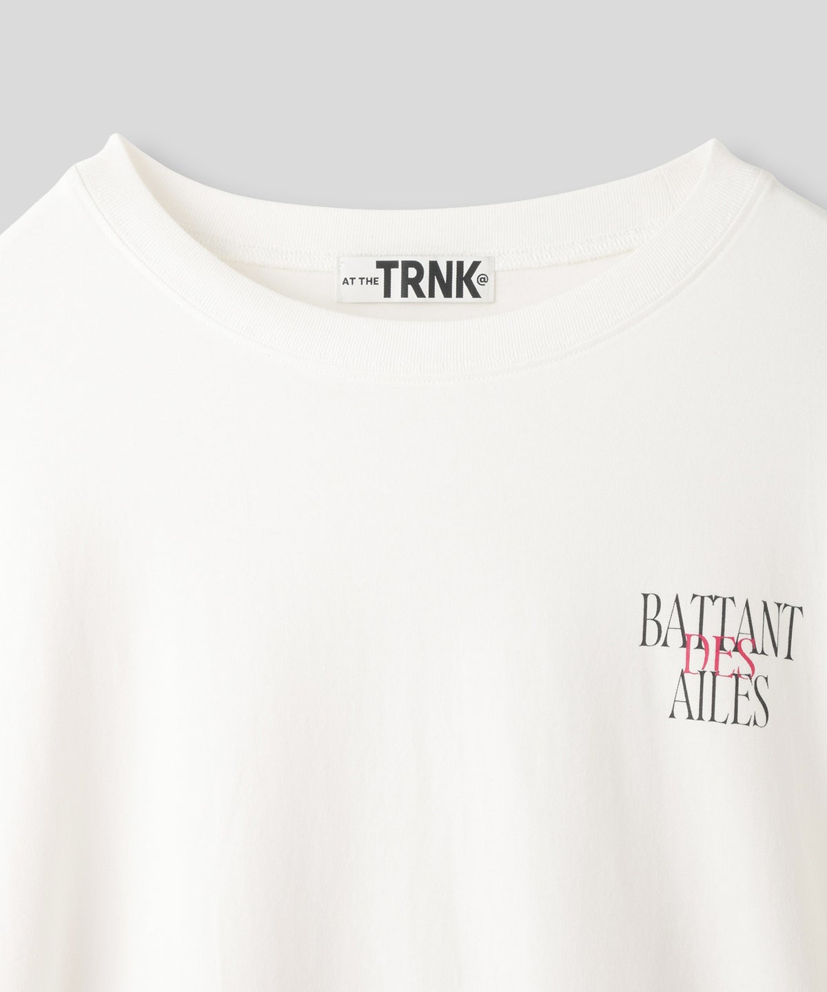 ホワイト ブラック レーススリーブ Tシャツ 半袖 バックロゴプリント ウォッシャブル フリーサイズ レース切替プリントＴシャツ AT THE TRNK