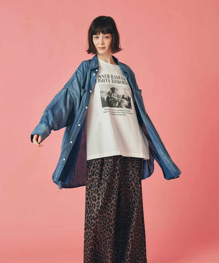 ブルー シアー シャツ 長袖 デニム 大きめ 薄手 フリーサイズ シアーデニムシャツ AT THE TRNK
