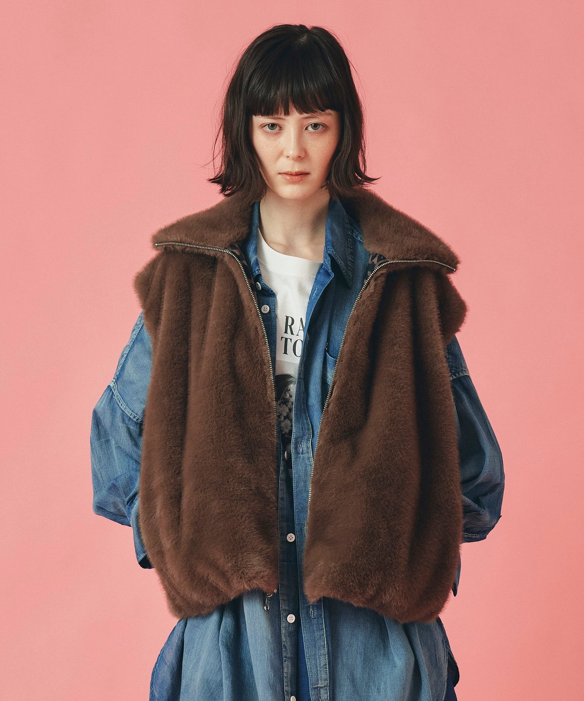 ブルー シアー シャツ 長袖 デニム 大きめ 薄手 フリーサイズ シアーデニムシャツ AT THE TRNK