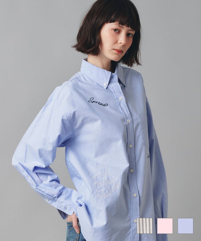 レタリング刺繍 オックス シャツ AT THE TRNK 全3色｜rnk831-0031【1】