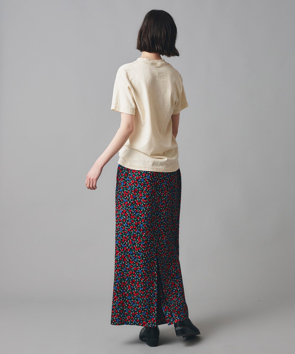 レッド イエロー スカート ロング 花柄 クラシカル S M ヴィンテージ花柄ジョーゼットスカート AT THE TRNK