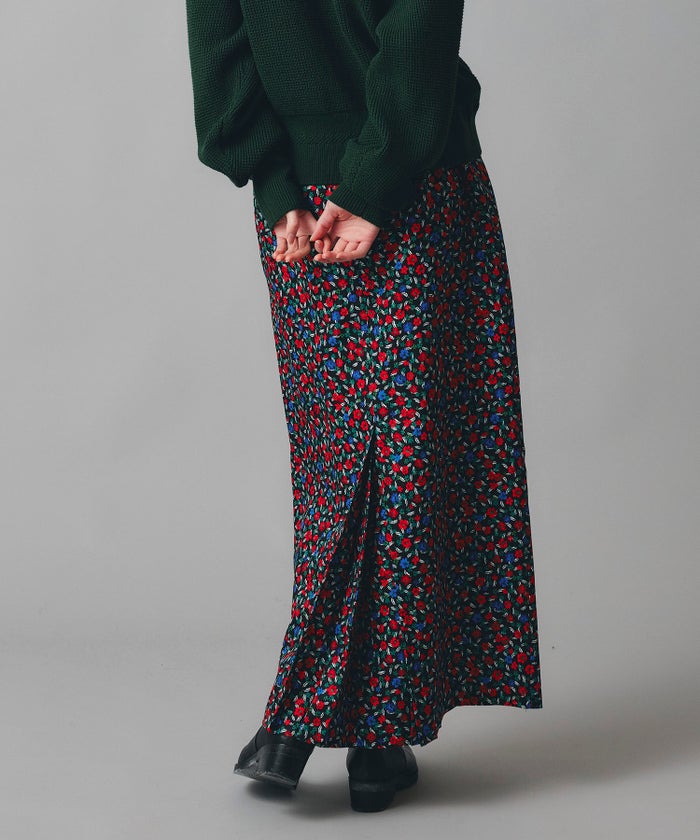 レッド イエロー スカート ロング 花柄 クラシカル S M ヴィンテージ花柄ジョーゼットスカート AT THE TRNK