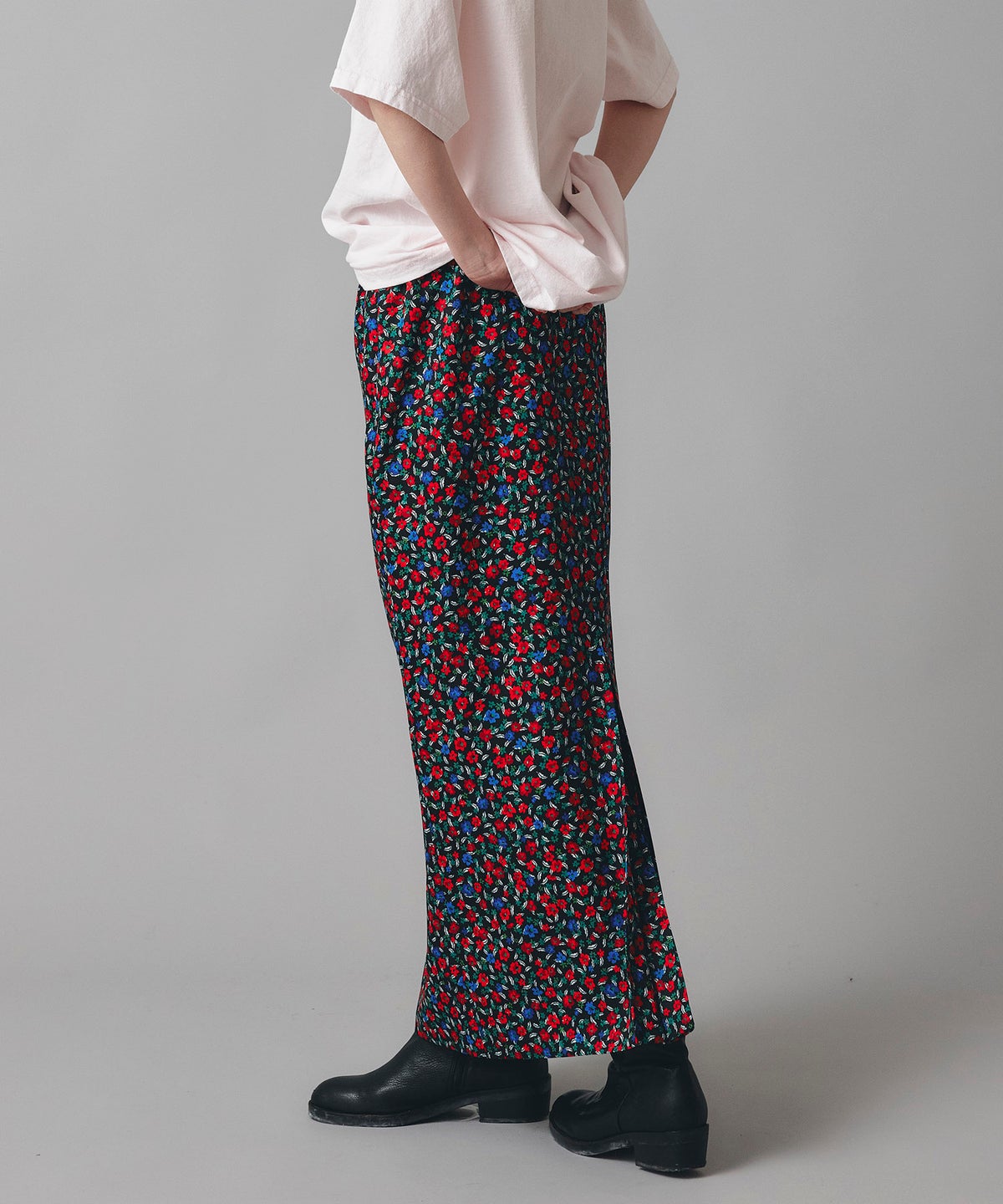 レッド イエロー スカート ロング 花柄 クラシカル S M ヴィンテージ花柄ジョーゼットスカート AT THE TRNK