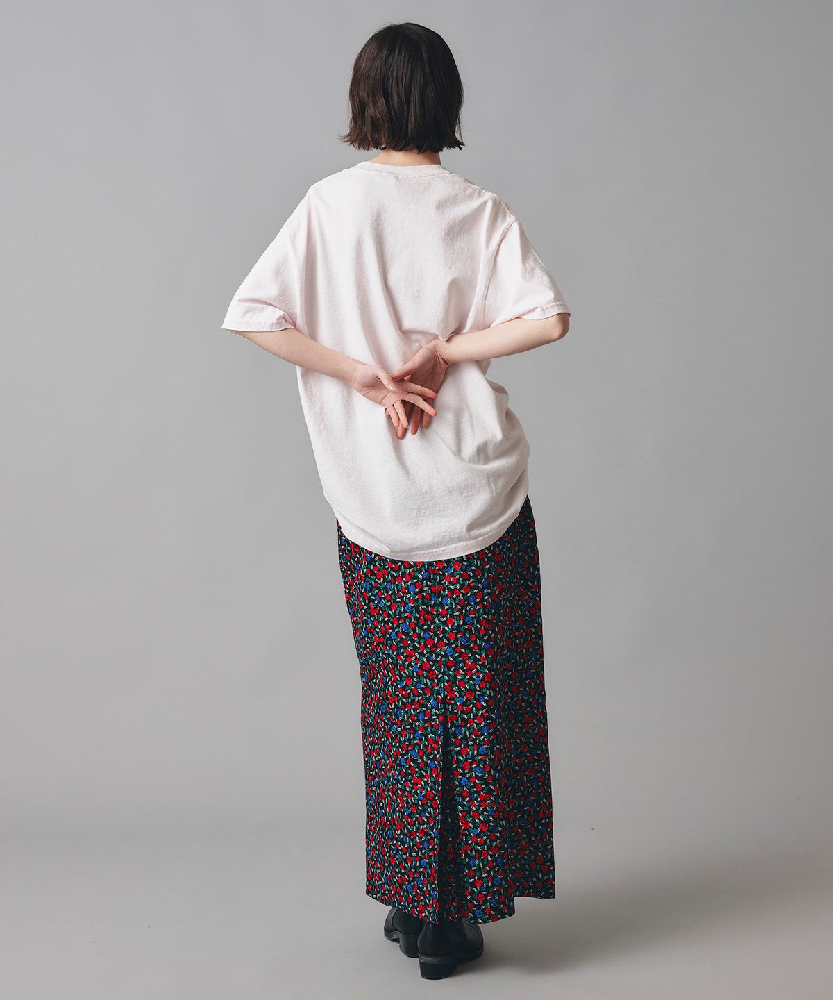 レッド イエロー スカート ロング 花柄 クラシカル S M ヴィンテージ花柄ジョーゼットスカート AT THE TRNK