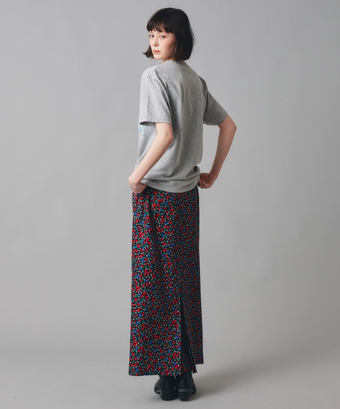 レッド イエロー スカート ロング 花柄 クラシカル S M ヴィンテージ花柄ジョーゼットスカート AT THE TRNK