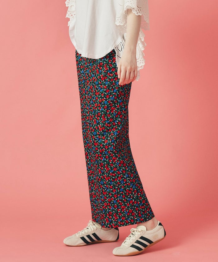 レッド イエロー スカート ロング 花柄 クラシカル S M ヴィンテージ花柄ジョーゼットスカート AT THE TRNK