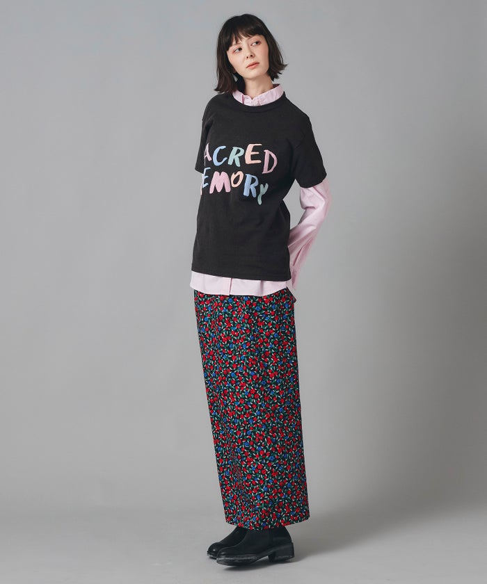 レッド イエロー スカート ロング 花柄 クラシカル S M ヴィンテージ花柄ジョーゼットスカート AT THE TRNK