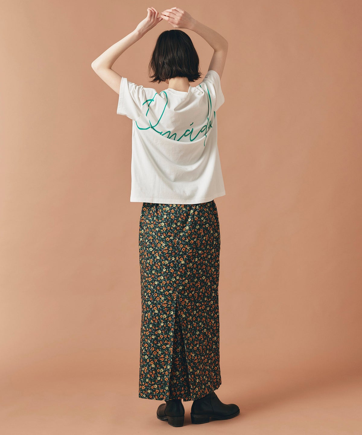 レッド イエロー スカート ロング 花柄 クラシカル S M ヴィンテージ花柄ジョーゼットスカート AT THE TRNK
