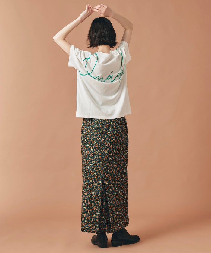 レッド イエロー スカート ロング 花柄 クラシカル S M ヴィンテージ花柄ジョーゼットスカート AT THE TRNK