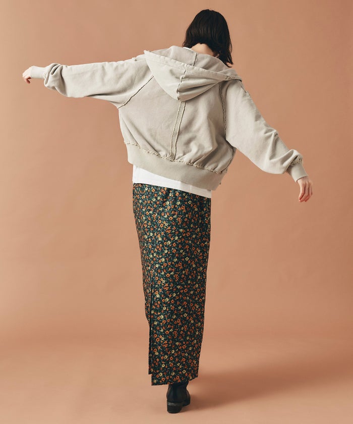 レッド イエロー スカート ロング 花柄 クラシカル S M ヴィンテージ花柄ジョーゼットスカート AT THE TRNK