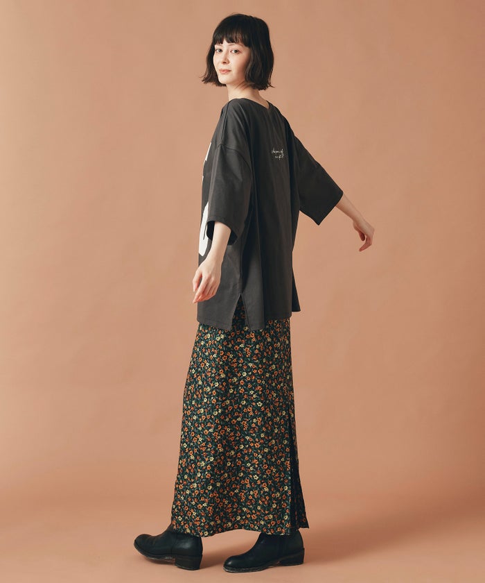 レッド イエロー スカート ロング 花柄 クラシカル S M ヴィンテージ花柄ジョーゼットスカート AT THE TRNK