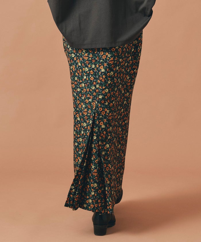レッド イエロー スカート ロング 花柄 クラシカル S M ヴィンテージ花柄ジョーゼットスカート AT THE TRNK