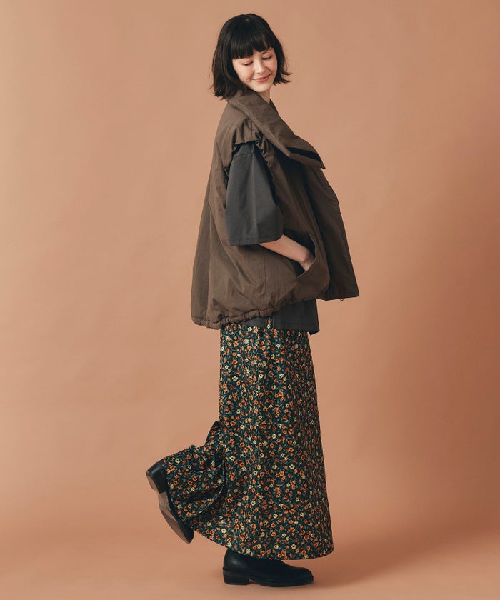 レッド イエロー スカート ロング 花柄 クラシカル S M ヴィンテージ花柄ジョーゼットスカート AT THE TRNK