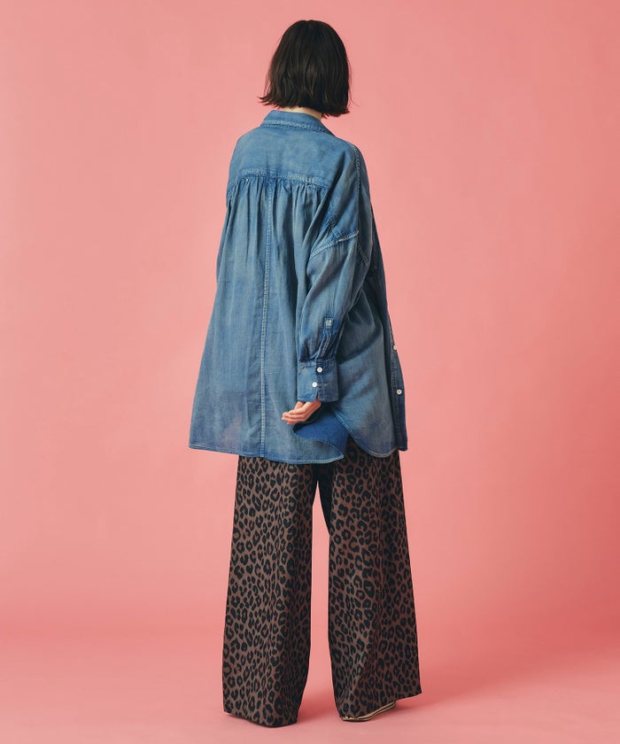 グレー ブラウン パンツ レオパード ワイド フリーサイズ オリジナルレオパード柄パンツ AT THE TRNK