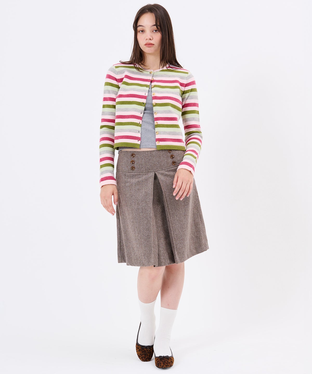 フロント インバーテッド プリーツスカート TINA：JOJUN