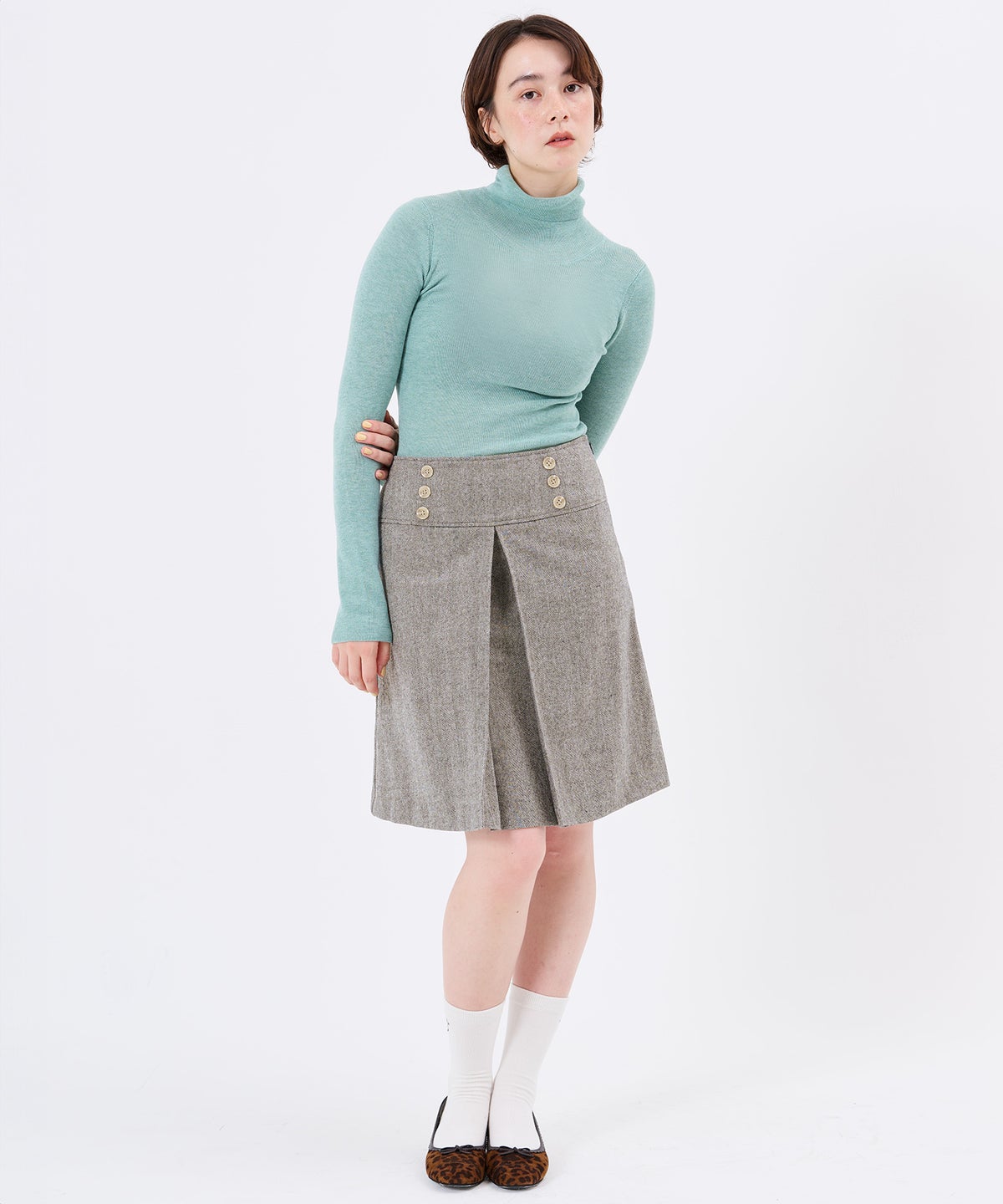 フロント インバーテッド プリーツスカート TINA：JOJUN