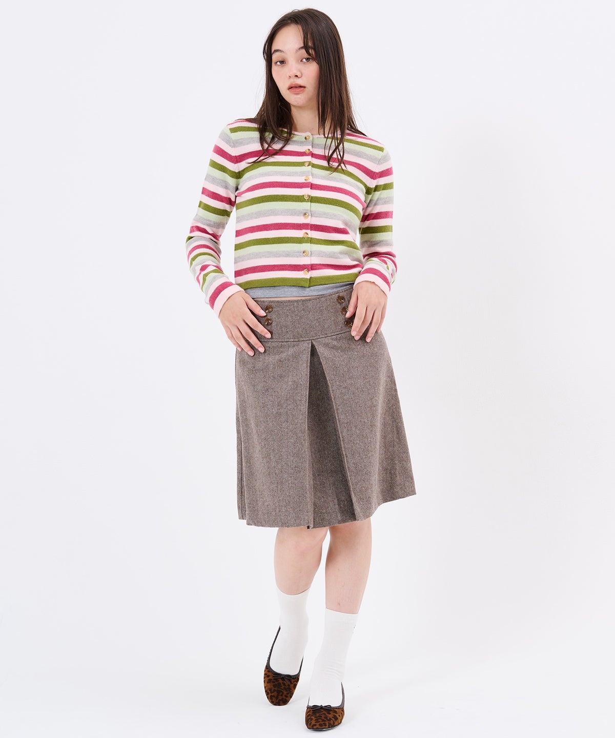 フロント インバーテッド プリーツスカート TINA：JOJUN