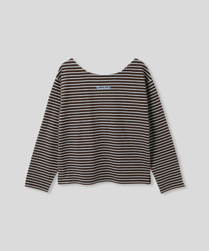 レッド ブラウン 長袖 Tシャツ ボーダー ウォッシャブル フリーサイズ ボーダーロングTシャツ AT THE TRNK