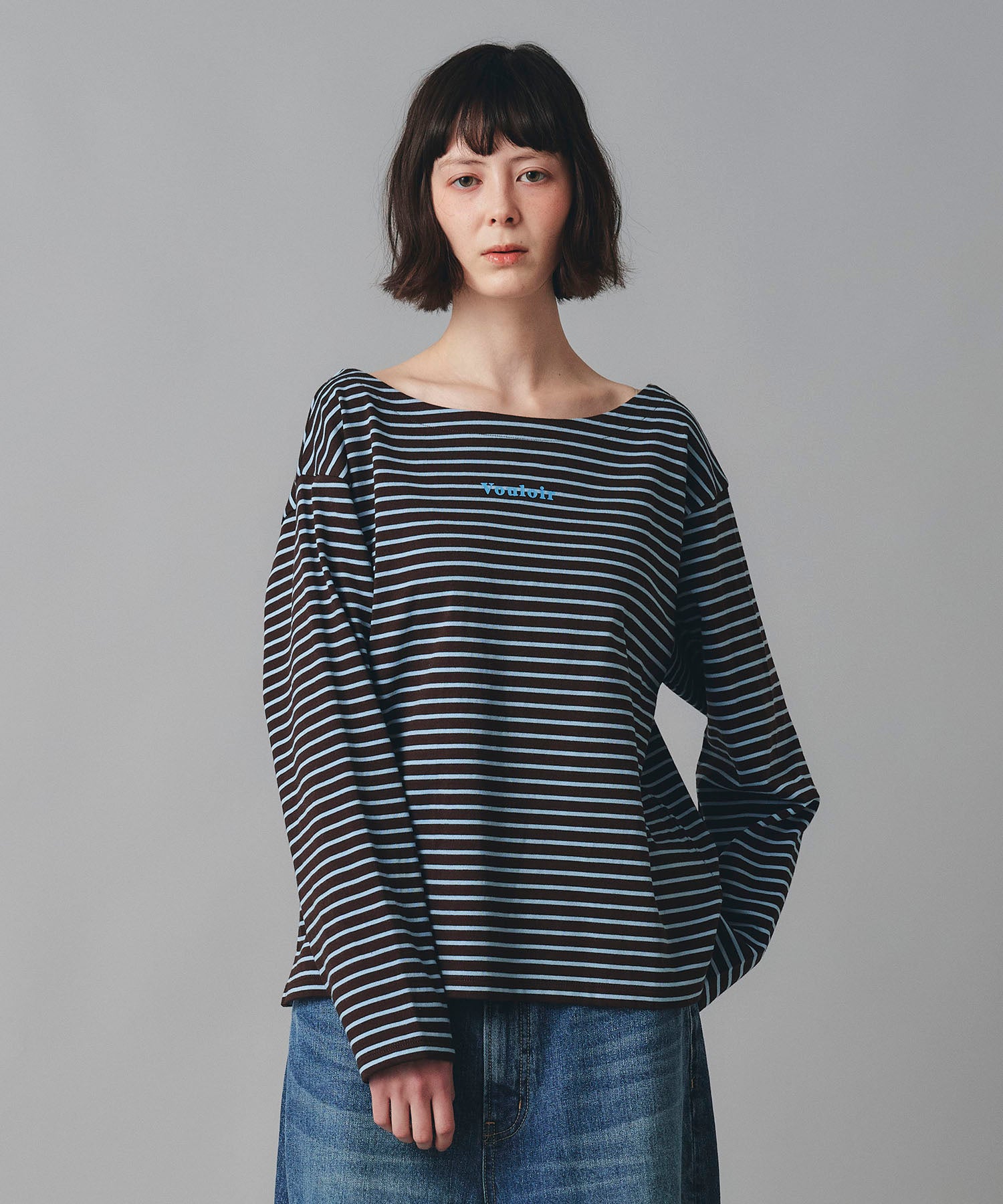 前後2way ボーダー ロング Tシャツ AT THE TRNK 全2色｜rnk531-0013【1