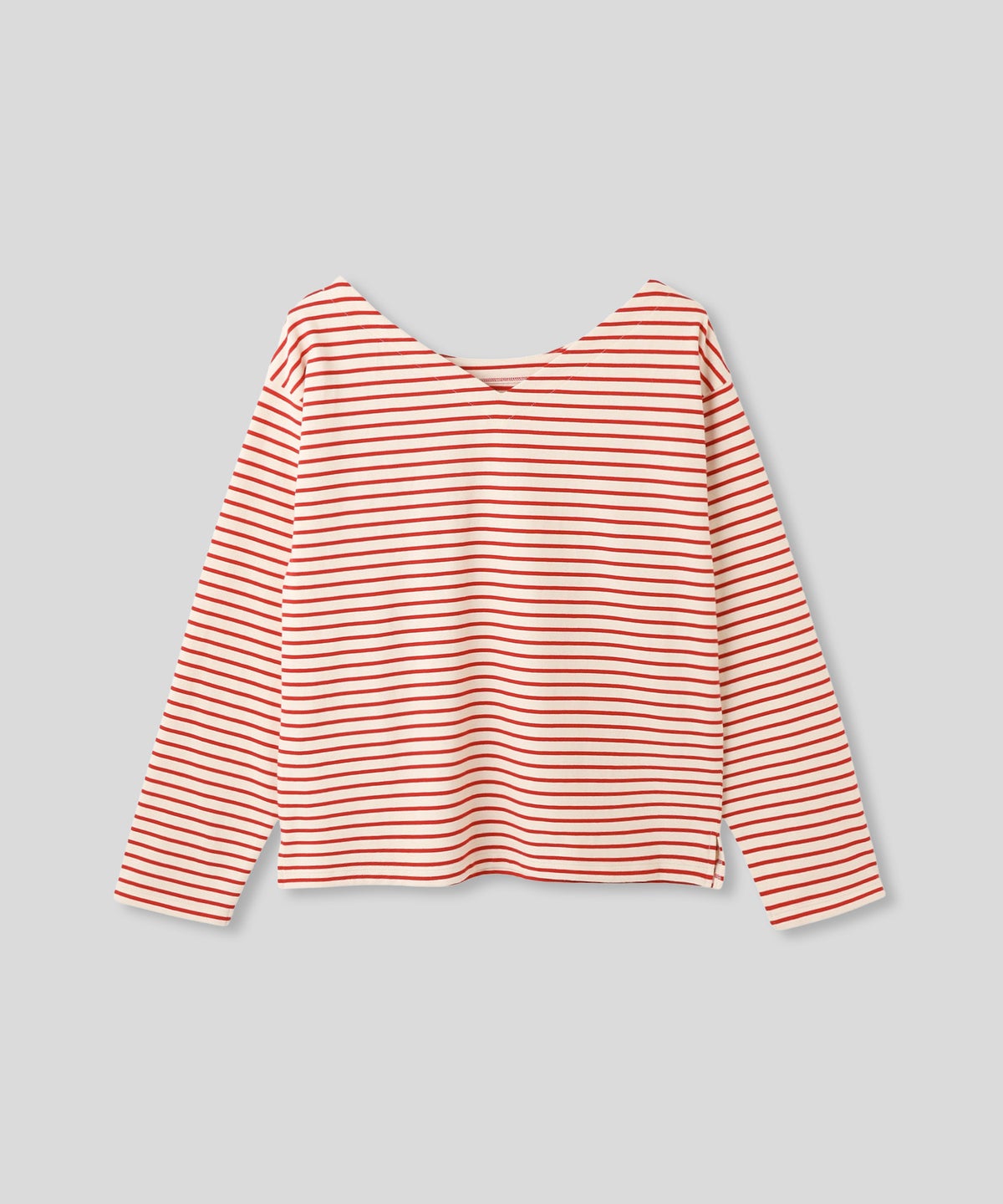レッド ブラウン 長袖 Tシャツ ボーダー ウォッシャブル フリーサイズ ボーダーロングTシャツ AT THE TRNK