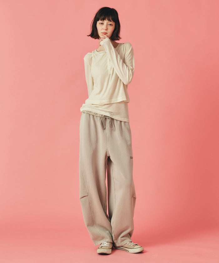 チャコール ベージュ モカ パウダーブリーチ パンツ フリーサイズ パウダーブリーチパンツ AT THE TRNK
