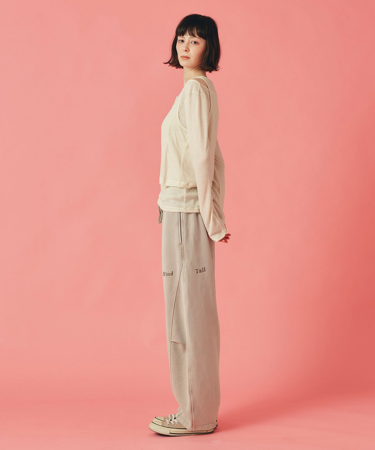 チャコール ベージュ モカ パウダーブリーチ パンツ フリーサイズ パウダーブリーチパンツ AT THE TRNK