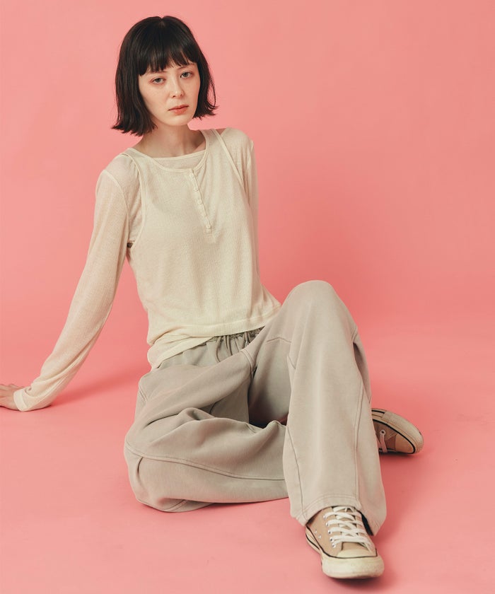 チャコール ベージュ モカ パウダーブリーチ パンツ フリーサイズ パウダーブリーチパンツ AT THE TRNK