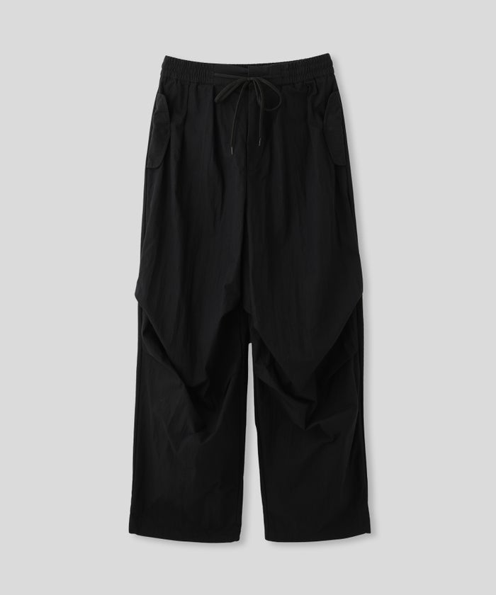 モカ ブラック パラシュート パンツ ワイド フルレングス ウォッシャブル フリーサイズ パラシュートパンツ AT THE TRNK