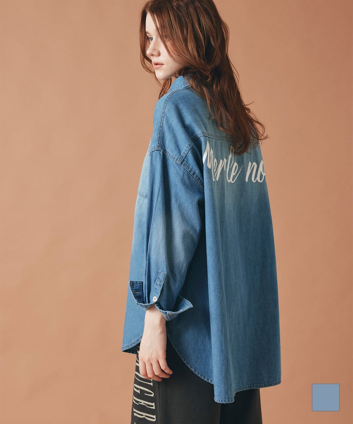 バック ロゴプリント デニム シャツ AT THE TRNK