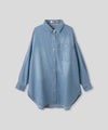 ブルー バック ロゴプリント デニム シャツ 長袖 レディース フリーサイズ バックプリントデニムシャツ AT THE TRNK