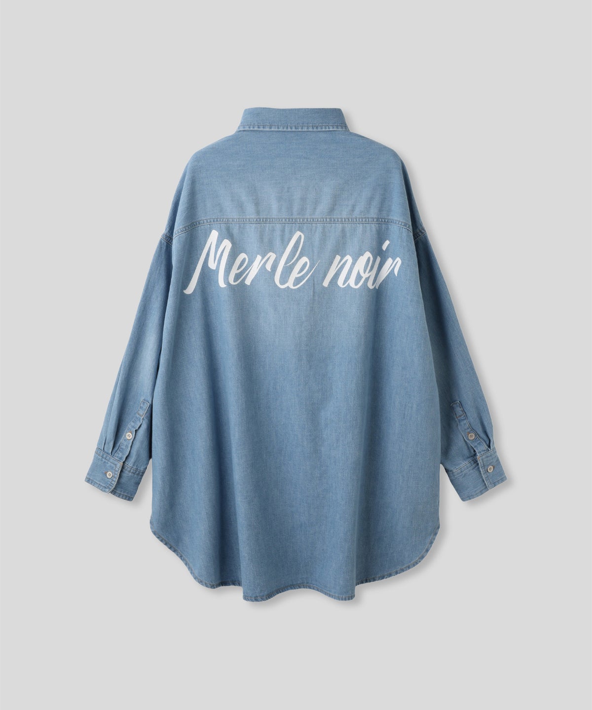 ブルー バック ロゴプリント デニム シャツ 長袖 レディース フリーサイズ バックプリントデニムシャツ AT THE TRNK