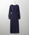 ボウタイ プリーツ ワンピース アイボリー ネイビー M ボウタイプリーツワンピース HUIT