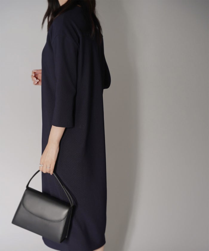 コクーン シルエット ワンピース グレージュ ネイビー ブラック M コクーンシルエットワンピース HUIT