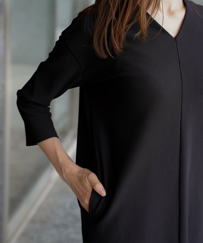 コクーン シルエット ワンピース グレージュ ネイビー ブラック M コクーンシルエットワンピース HUIT