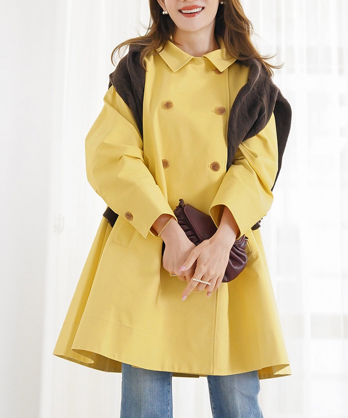 アウター 秋冬 オフィス 大人可愛い 上品 きれいめ 大人カジュアル フェミニン ジョイントスペース バックリボンコットンコート Liala×PG