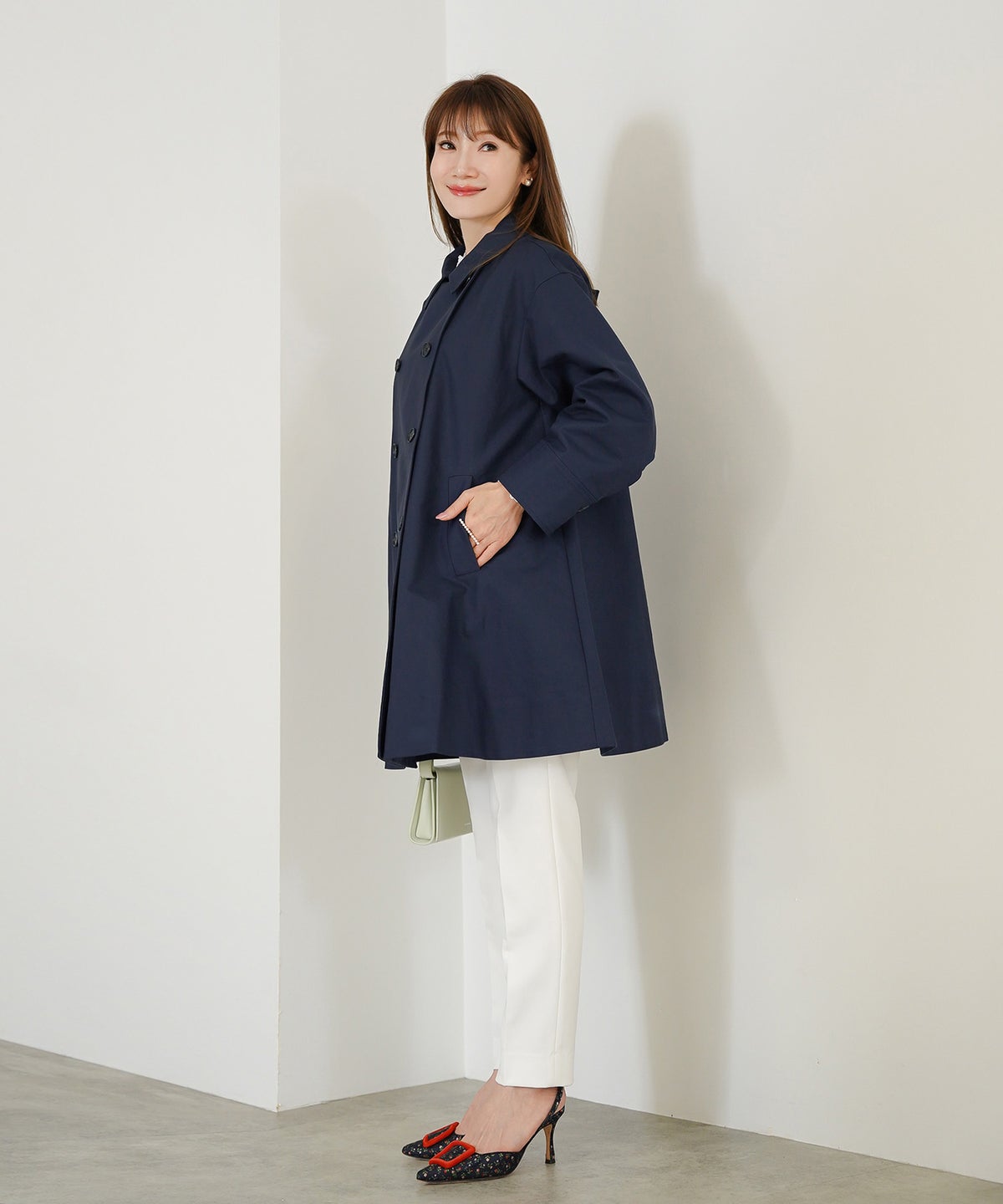 アウター 秋冬 オフィス 大人可愛い 上品 きれいめ 大人カジュアル フェミニン ジョイントスペース バックリボンコットンコート Liala×PG