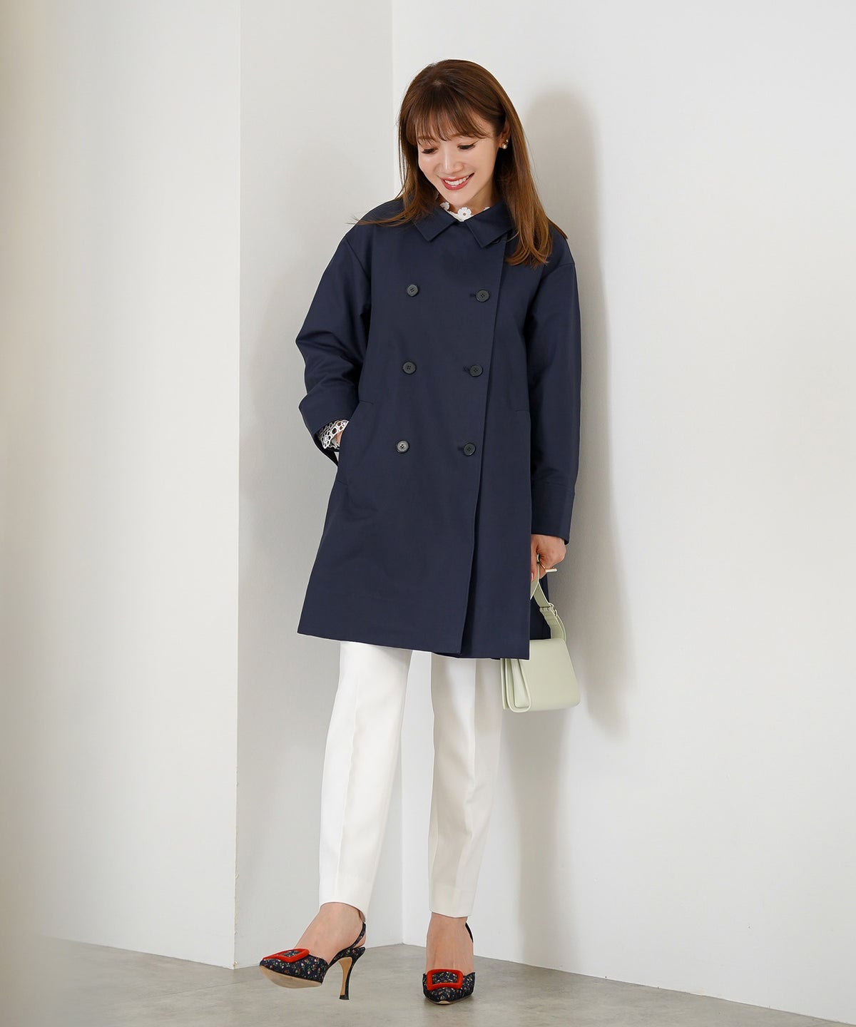 アウター 秋冬 オフィス 大人可愛い 上品 きれいめ 大人カジュアル フェミニン ジョイントスペース バックリボンコットンコート Liala×PG