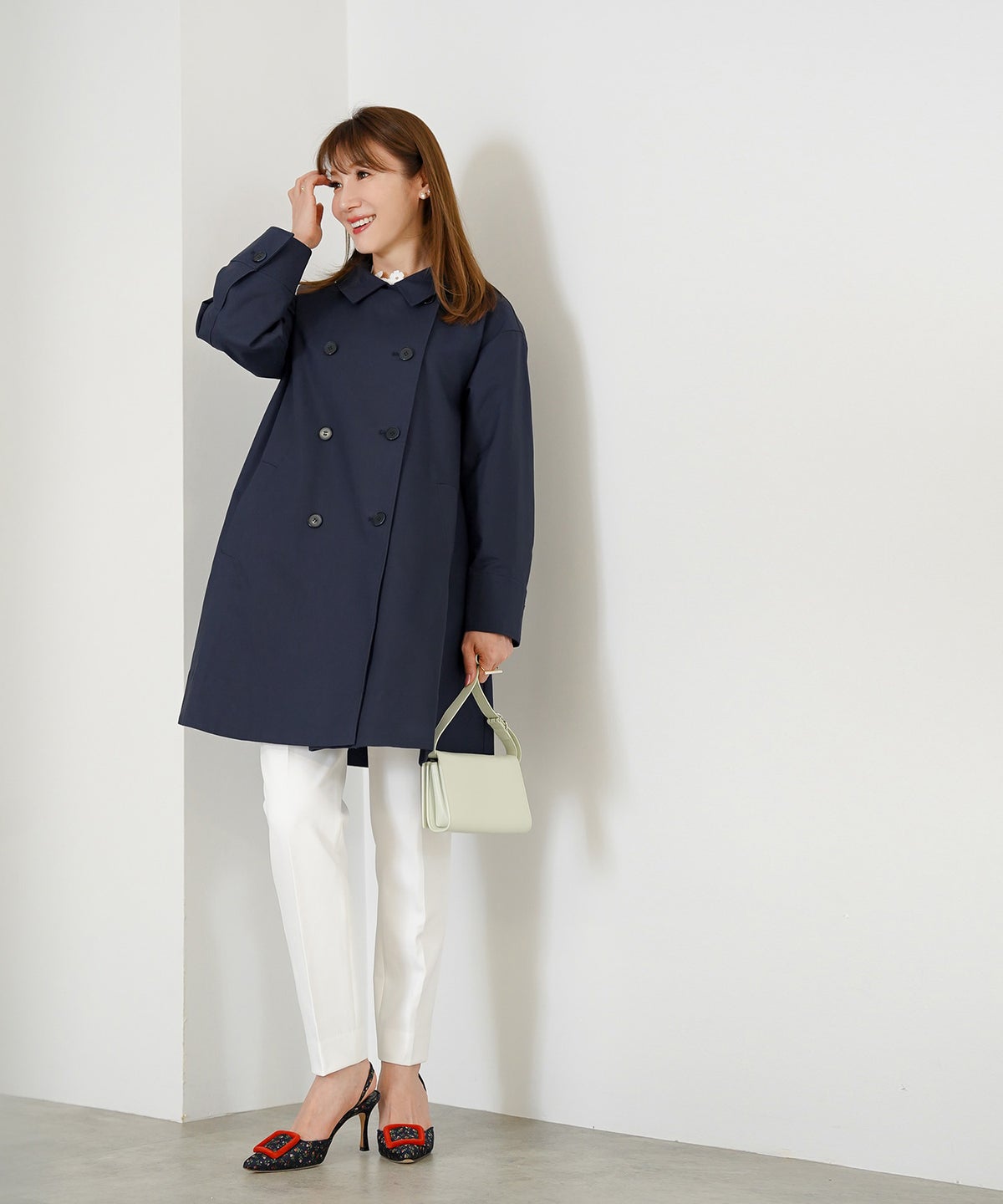 アウター 秋冬 オフィス 大人可愛い 上品 きれいめ 大人カジュアル フェミニン ジョイントスペース バックリボンコットンコート Liala×PG