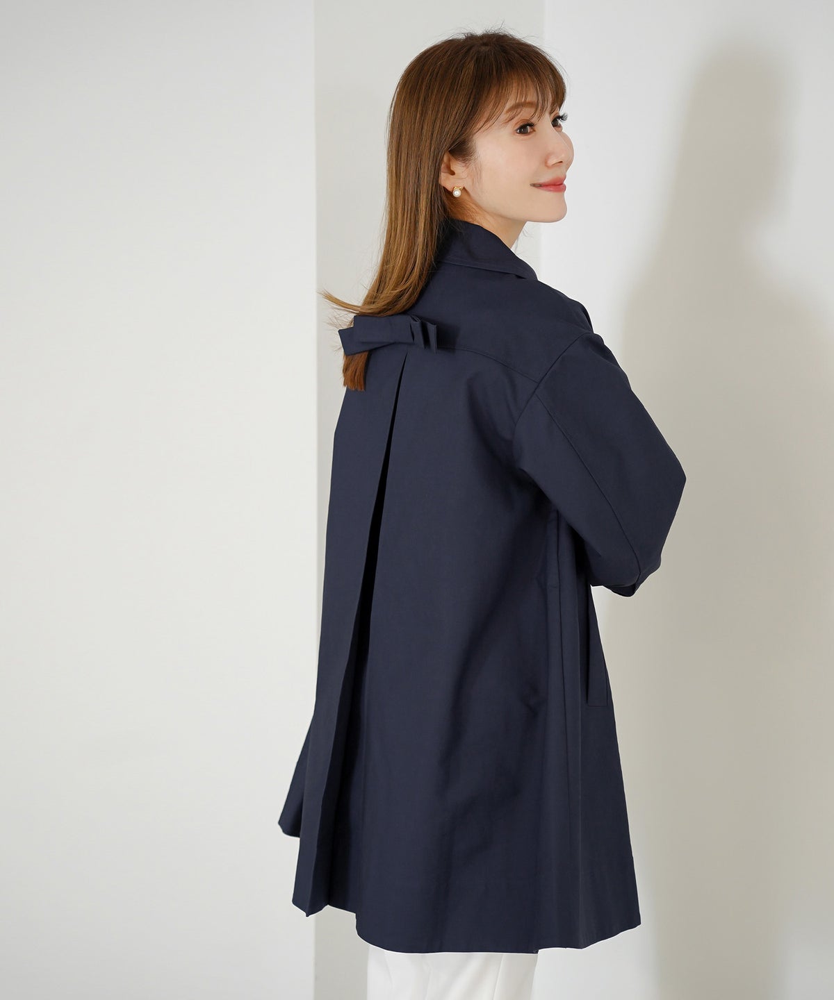 アウター 秋冬 オフィス 大人可愛い 上品 きれいめ 大人カジュアル フェミニン ジョイントスペース バックリボンコットンコート Liala×PG