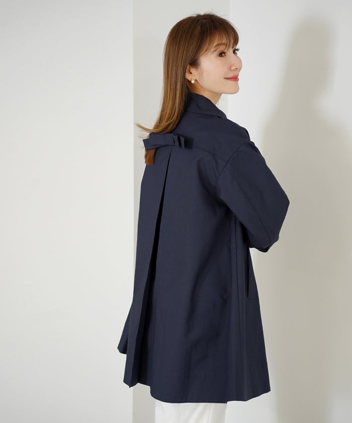 アウター 秋冬 オフィス 大人可愛い 上品 きれいめ 大人カジュアル フェミニン ジョイントスペース バックリボンコットンコート Liala×PG