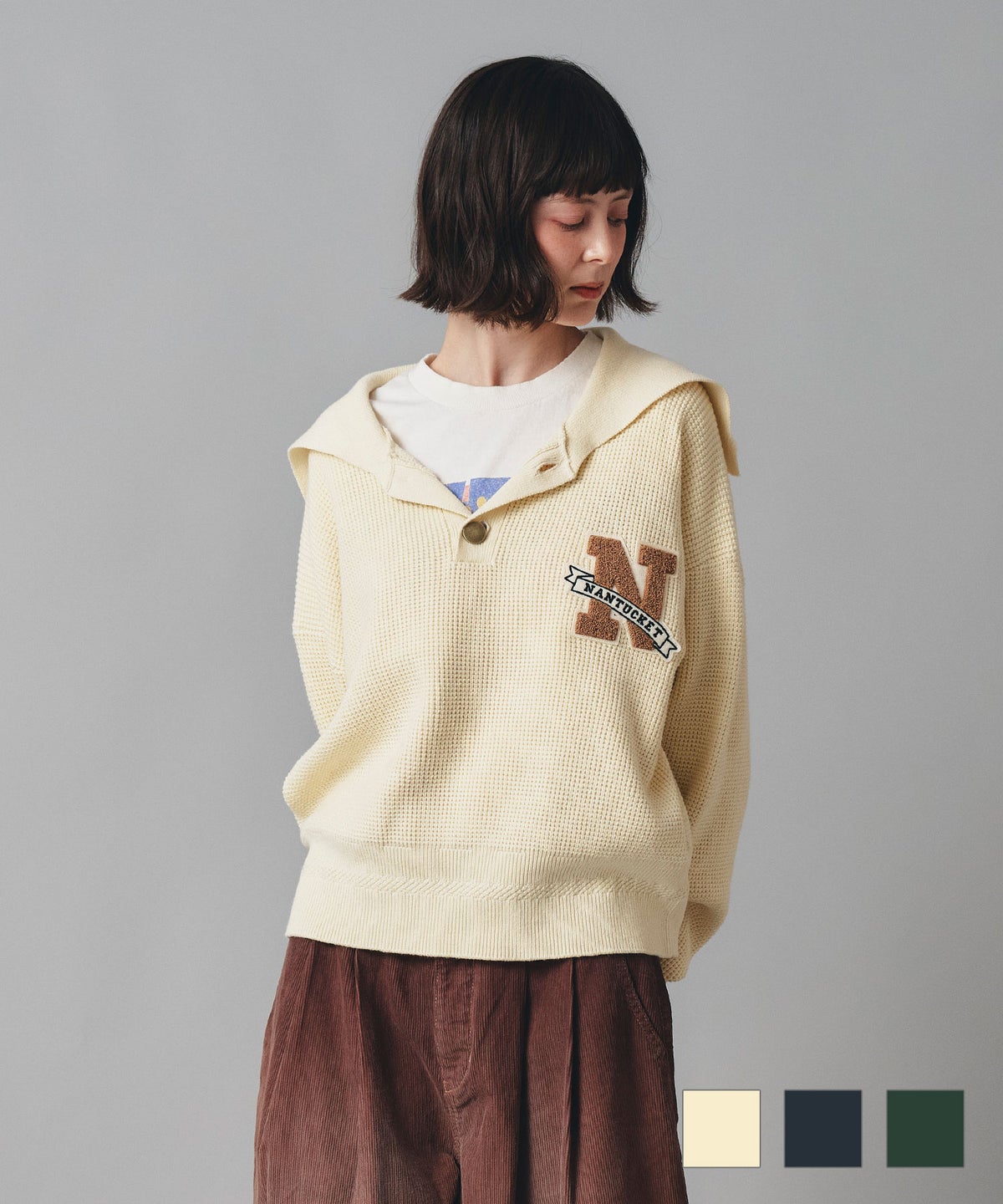 セーラーカラー ワッペン付き プルオーバー AT THE TRNK