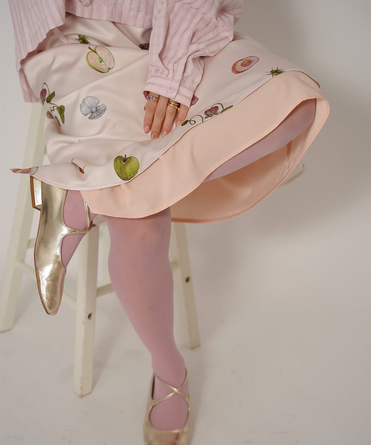 手洗い可 オリジナルプリント フレア S M ロング丈 オールシーズン 着回し 個性派 ジョイントスペース レイヤード サテン キャミ ワンピース Ricaco × Joint Space
