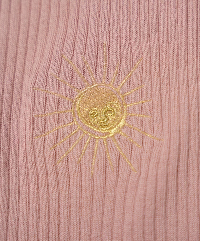 手洗い可 ニット カーディガン 刺繍 アート 襟付き リブ レイヤード ポロニット 秋 ジョイントスペース ウォッシャブル 刺繍 カーディガン Ricaco × Joint Space