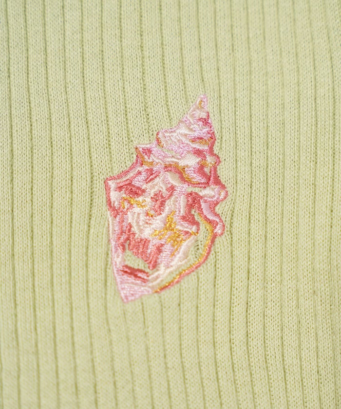 手洗い可 ニット カーディガン 刺繍 アート 襟付き リブ レイヤード ポロニット 秋 ジョイントスペース ウォッシャブル 刺繍 カーディガン Ricaco × Joint Space