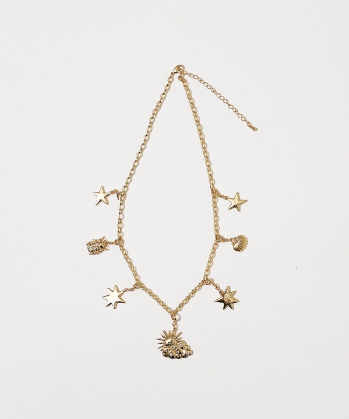 アクセサリー マルチウェイ ネックレス ブレスレット チャーム 星 貝 モチーフ ジョイントスペース 7チャーム付き チェーン ネックレス Ricaco × Joint Space