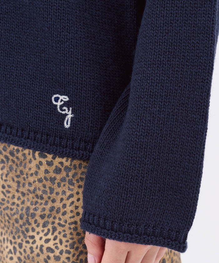 ボートネック/ニット/チェーンステッチ刺繍ボートネックニットプルオーバーTINA：JOJUN