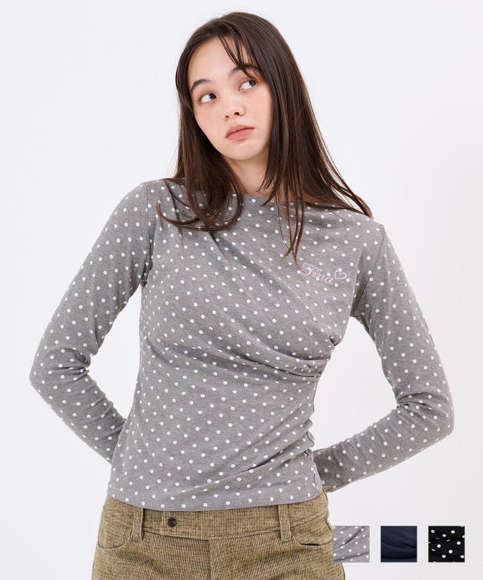 デザイン/ロンT/刺繍入り ドレープロングスリーブTシャツTINA：JOJUNTINA：JOJUN