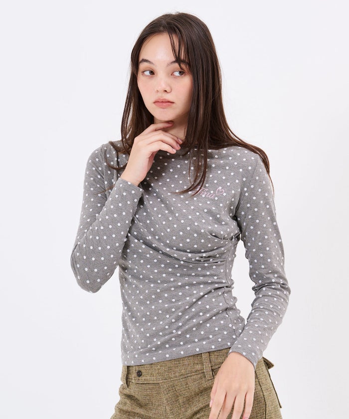 デザイン/ロンT/刺繍入り ドレープロングスリーブTシャツTINA：JOJUNTINA：JOJUN