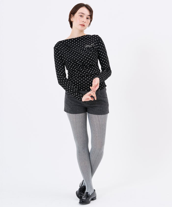 デザイン/ロンT/刺繍入り ドレープロングスリーブTシャツTINA：JOJUNTINA：JOJUN